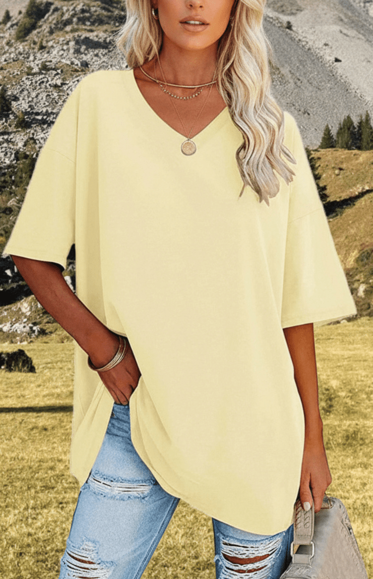 ALVESSA – Elegant Casual V-Neck T-Shirt, Soft & Breathable Fabric | Turnna