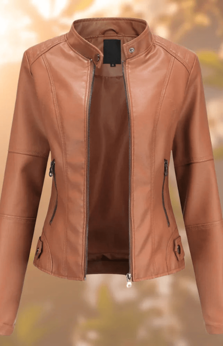 AURAEDGE – Stylish Women’s Leather Jacket Structured Fit Full Zip | Turnna