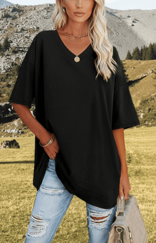 ALVESSA – Elegant Casual V-Neck T-Shirt, Soft & Breathable Fabric | Turnna