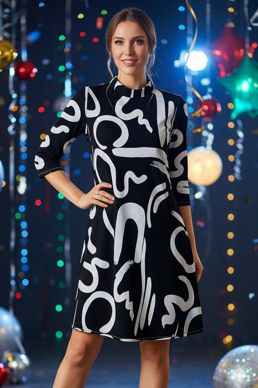 ALÉNOVA – Women’s Trendy Print Dress with 3/4 Sleeves and Easy Everyday Fit | Turnna