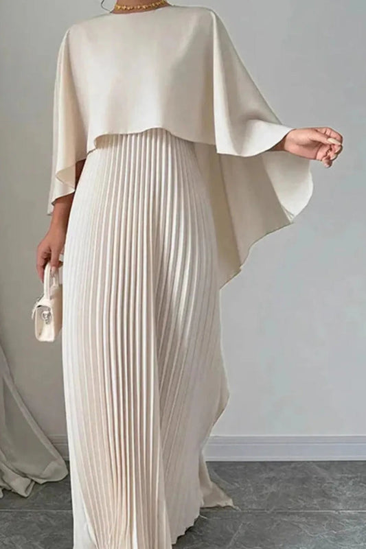 AURELIS – Sophisticated Women’s Pleated Cape Maxi Dress | Turnna