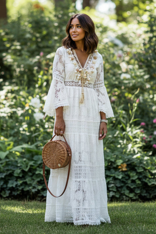 AYLÉA – Boho Chic V-Neck Maxi Dress for Effortless Summer Style | Turnna