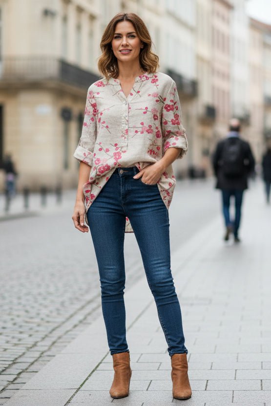 ELEGROSA – Elegant Floral Blouse with Smooth Fabric and Flattering Fit | Turnna