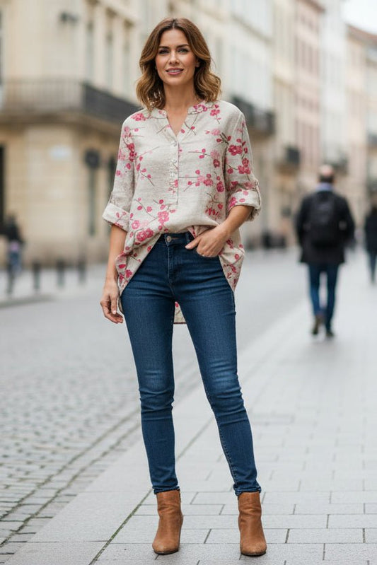 ELEGROSA – Elegant Floral Blouse with Smooth Fabric and Flattering Fit | Turnna