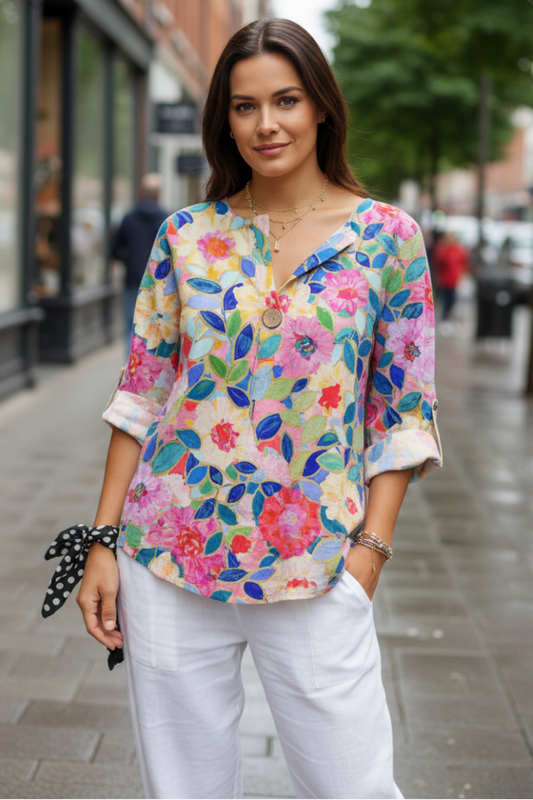COTFLORA – Timeless Floral Cotton Blouse for Women with Comfortable Fit | Turnna