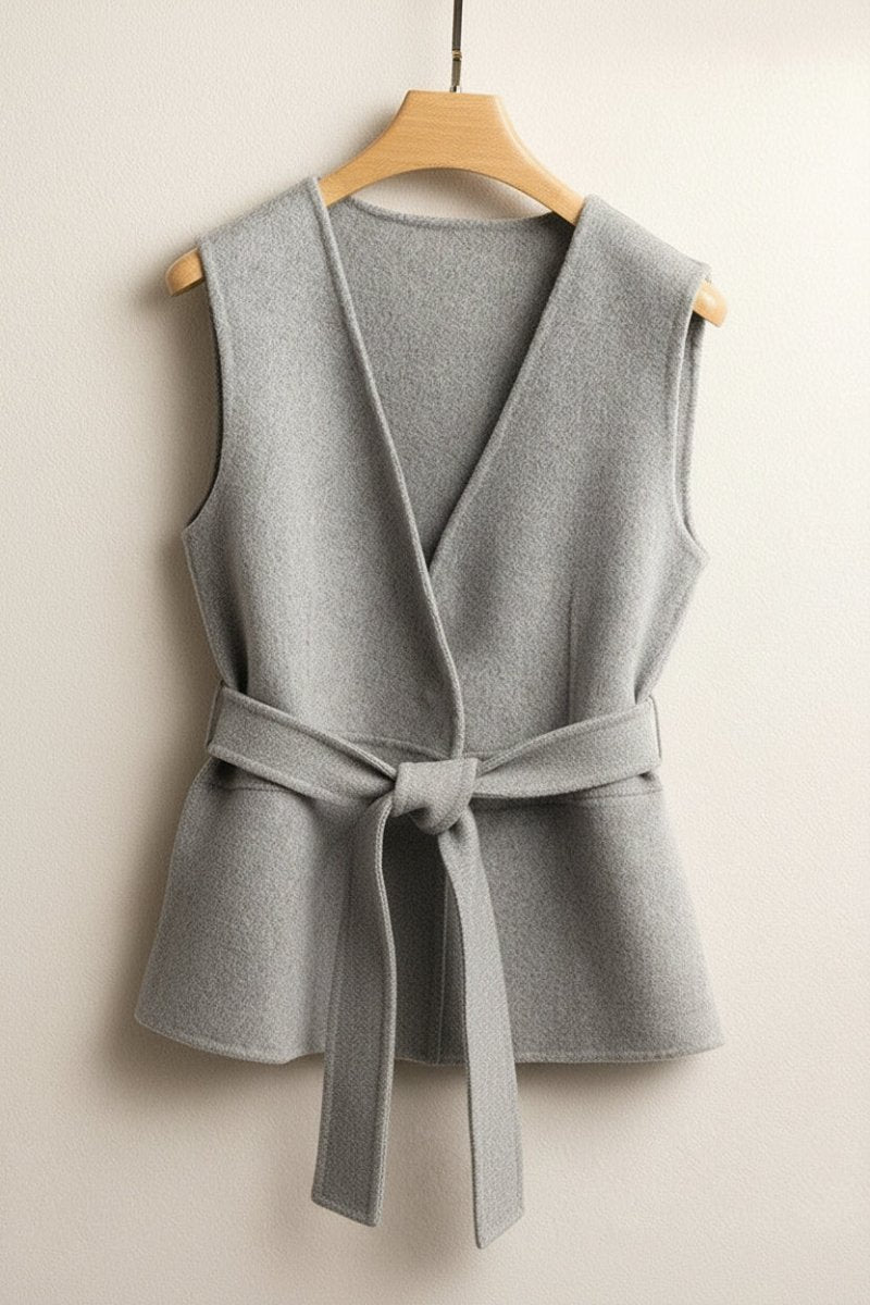ARAYA – Women’s Cashmere Wrap Vest with Pearl Button | Turnna
