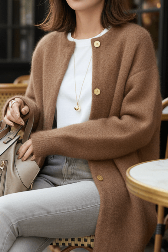 ALVORA – Elegant Relaxed Fit Knit Cardigan Sweater for Cozy Winter Style | Turnna