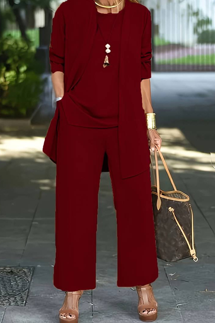 SOLACEWEAR – Chic 3-Piece Summer Lounge Set featuring Flowy Pants and Cover-Up | Turnna