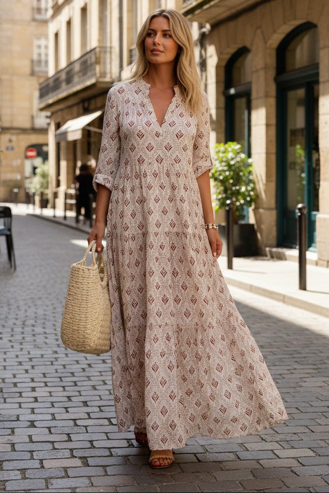 ILVÉRA – Elegant Women’s Maxi Dress with Tiered Design and Soft Draping | Turnna