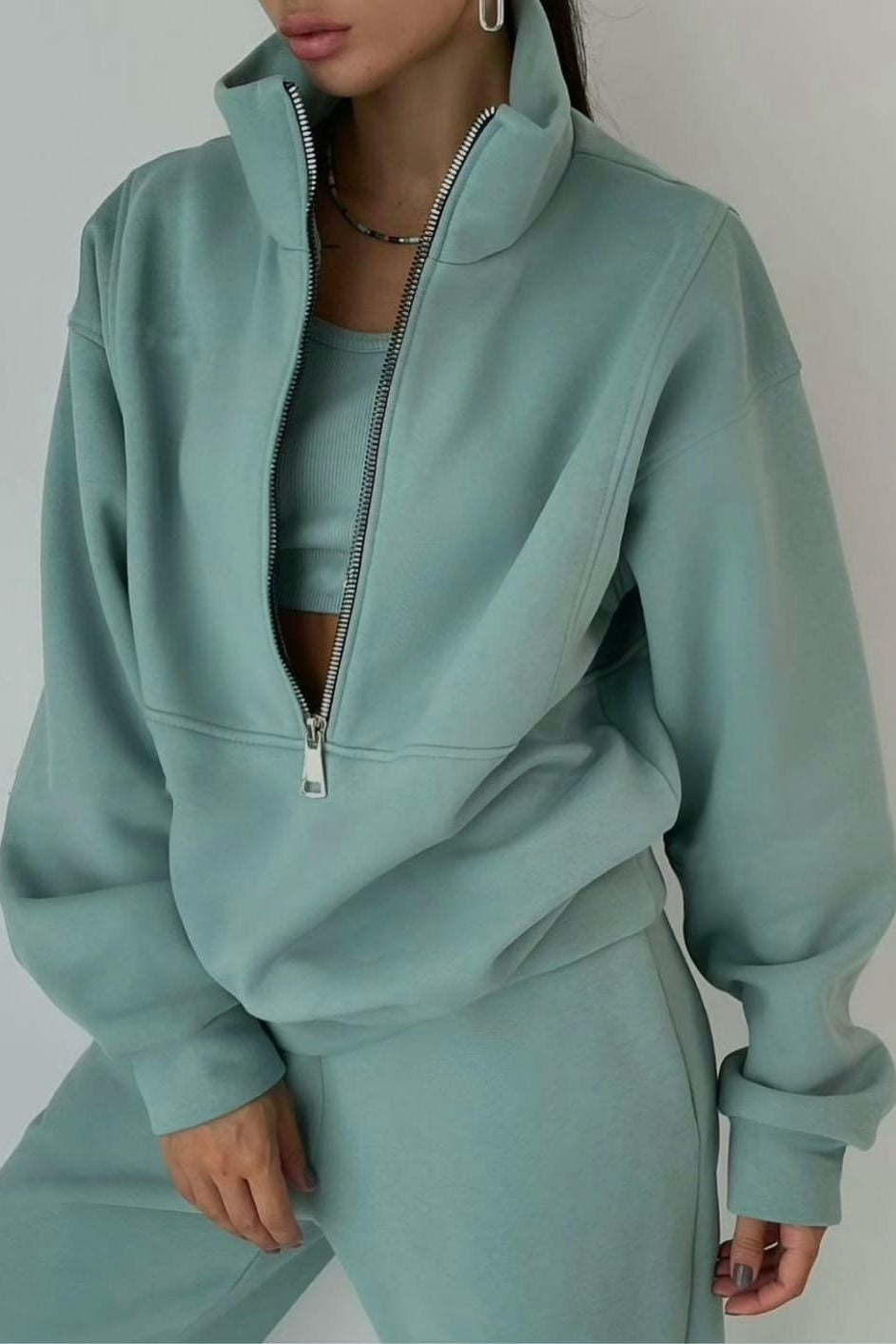 MILORA – Women’s Oversized Loungewear Co-Ord Set with Half-Zip Pullover | Turnna