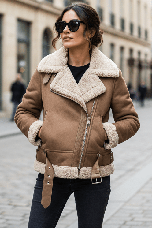 COZETEK – Women’s Sherpa Bomber Jacket with Durable Metal Zip Closure | Turnna