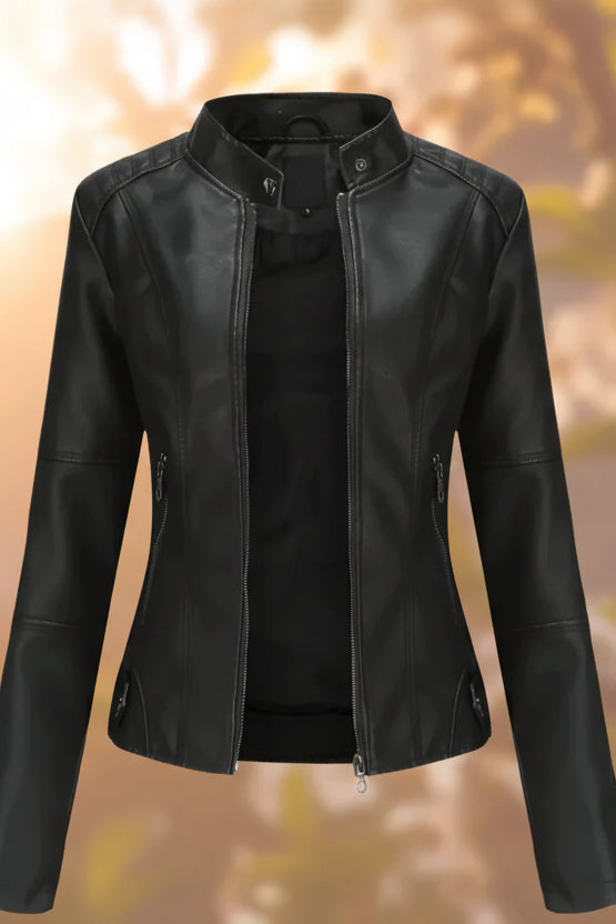 AURAEDGE – Stylish Women’s Leather Jacket Structured Fit Full Zip | Turnna